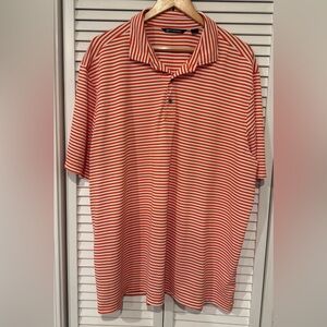 Cutter & Buck Orange and White Striped Polo Shirt